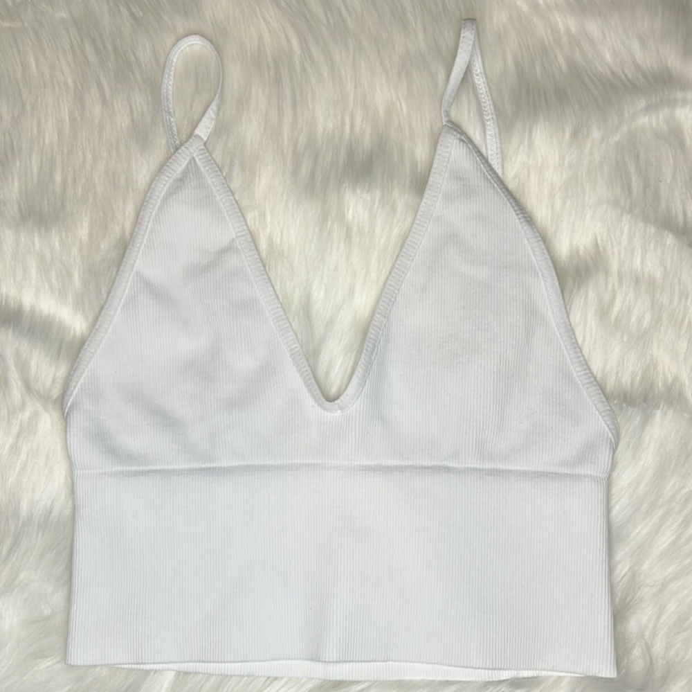 FREE PEOPLE | Spaghetti Strap V Neck Bralette in White
